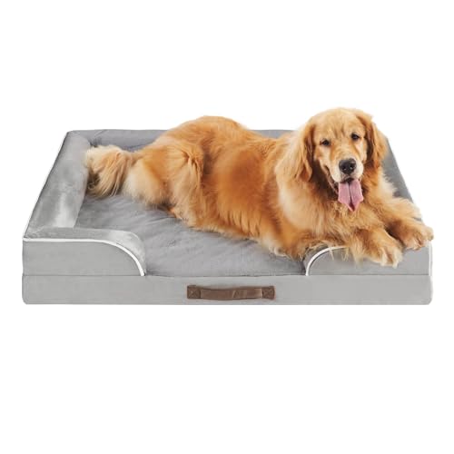 Codi Extra großes Hundebett aus Memory-Schaum, waschbar, orthopädisches Hundebett mit abnehmbarem Reißverschlussbezug, wasserdichtes Hundebett, Sofa, Bett, Grau, 106 x 81 x 8,9 cm von Codi