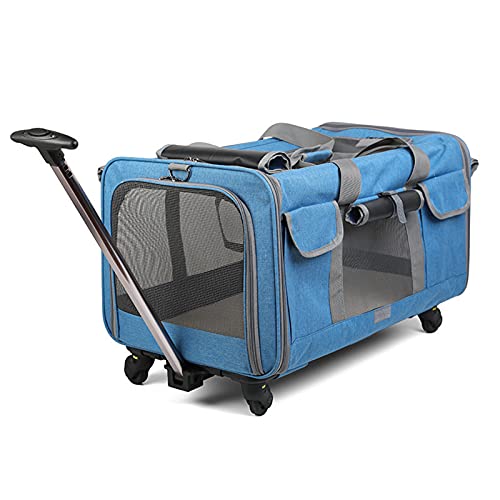 Faltbare Trolley-Tasche für Haustiere, Bequeme und Atmungsaktive Haustiertasche mit Viel Platz, Tragbar mit Großer Kapazität, Kann 2 Katzen Aufnehmen,Blue von Cofepy