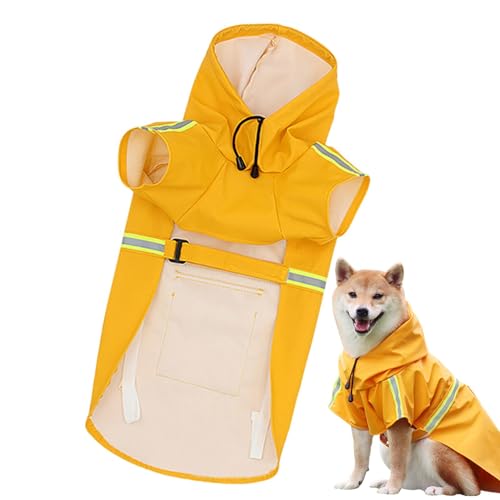 Coiroaoz Hunde-Regenponcho – leicht tragbare Haustier-Regenjacke – verstellbarer Haustiermantel mit Kapuze, atmungsaktiver reflektierender Streifenponcho für verbesserte Sichtbarkeit, Welpen bei von Coiroaoz