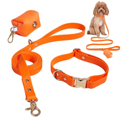 Coiroaoz Hundehalsband und Leine, Haustierhalsbänder mit Hundeleinen, tragbares Hundehalsband und Leine mit Kotbeutel für kleine, mittelgroße Hunde, Haustiere, Welpen von Coiroaoz