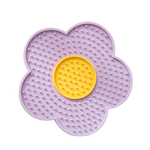 Coiroaoz Katze Leckmatte - Lick Pad mit Saugnäpfen - Butter Lick Pad Blume Silikonmatte für Fellpflege, Nageln Trimmen, Baden, Stressabbau von Coiroaoz