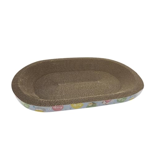 Coiroaoz Katzenbett aus Karton, oval, 2-in-1, Katzenkratzkissen, Nest für Indoor-Katzen, Schleifklaue, Katzensofa, Katzenkratzer für Indoor-Katzen, Papp-Kratzcouch, Katzenlounge mit Kratzbaum von Coiroaoz