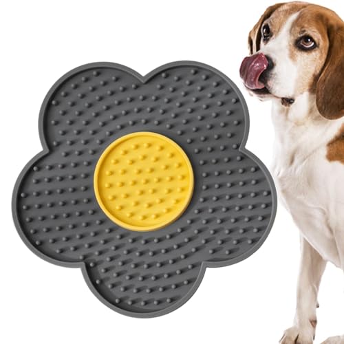 Coiroaoz Leckmatte für kleine Hunde | Hunde und Katzen Slow Feeders Pad, Butter-Leckpad, Blumen-Silikonmatte für Fellpflege, Nageltrimmen, Baden, Stressabbau von Coiroaoz