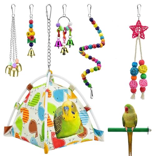 Coiroaoz Papageien-Trainingsspielzeug, Vogelspielzeug für Sittiche, Vogel-Puzzle-Zubehör, Vogelspielzeug für Papageien, Vogelkäfig-Zubehör, Vogel-Kauspielzeug, buntes Schaukel-Set für kleine, von Coiroaoz