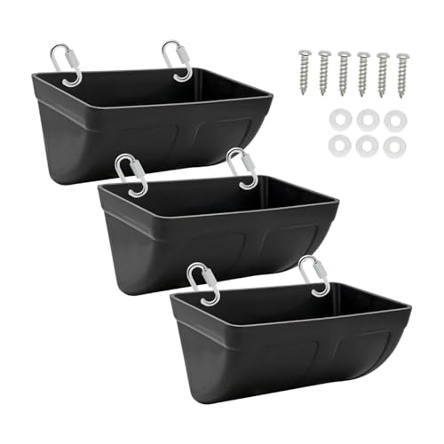 Colcolo 3 Stück Vieh-Wassereimer-Futterspender, Geflügel-Futterspender mit Clips, Hühner-Wasserspender für Vieh, Schafe, Gänse, Hunde, Schafe, Schwarz von Colcolo