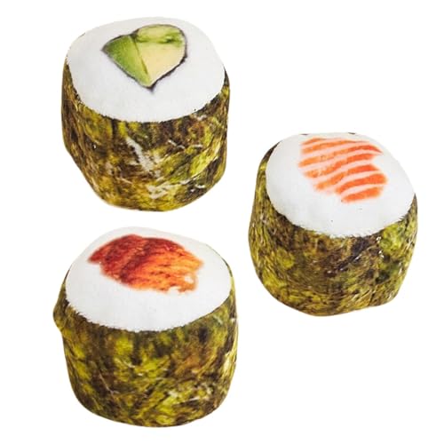 Colcolo 3-teiliges Sushi-Katzenspielzeug, Kauspielzeug, Schnüffelspielzeug für Hauskatzen, enthält Katzenminze, kreatives Sushi-Rollenkissen, Kätzchen-Kau- von Colcolo