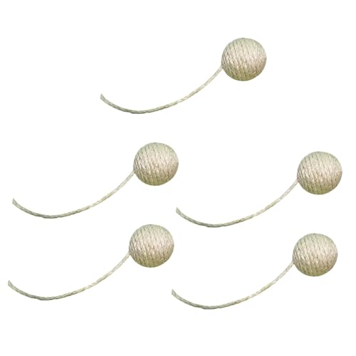 Colcolo 5 Stück Katzenspielzeug, Sisalball, Katzen-Hanfseilbälle, selbstspielendes Kätzchen, jagen und Spielen, Lange Seil-Teaser, handgefertigter, 5.5 cm Weiß von Colcolo