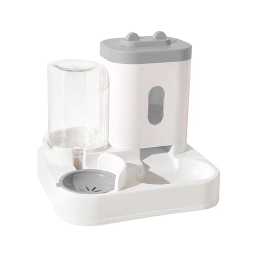 Colcolo Automatischer Trink für Katzen, Futter für Katzen und Wasserspender, 2-in-1-Behälter für Katzen, Hunde, Wasser und Futter für Kaninchen, grau von Colcolo