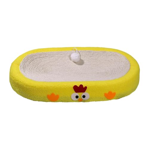 Colcolo Cat Scratch Pad Bowl Nest Wellpappe Katzenlounge Bequeme Kralleninstinkte mit Interaktionsball Spielzeug Möbelschutz, Gelbes Oval von Colcolo