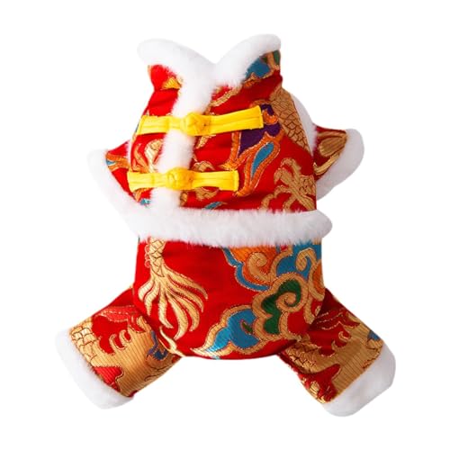 Colcolo Chinesisches Neujahrskostüm für Hunde, Tang-Kostüm für Hunde, bequemer, Warmer, süßer Hundemantel mit Knotenknöpfen für Katzen, Haustiergeschenke, von Colcolo