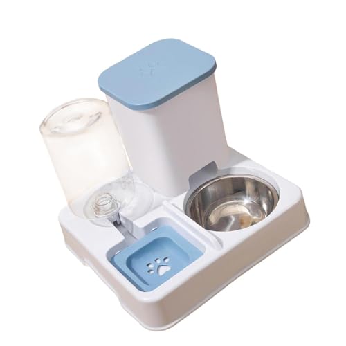 Colcolo Futterspender für Haustiere, 2 in 1 Futter Und Wasserset, Leicht zu Reinigender Behälter für Katzen Und Kaninchen, Blau Weiss von Colcolo