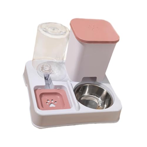 Colcolo Futterspender für Haustiere, 2 in 1 Futter Und Wasserset, Leicht zu Reinigender Behälter für Katzen Und Kaninchen, Rosa Weiß von Colcolo