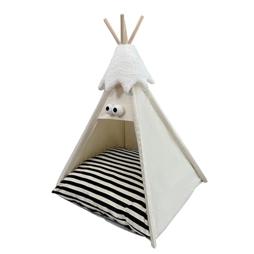 Colcolo Haustier-Tipi, Katzenzelt, waschbares Haustier-Schlafbett mit Kissen, weiches Welpenbett, Haustier-Zeltbett für kleine Tiere, Welpen, Kätzchen, Aprikose von Colcolo