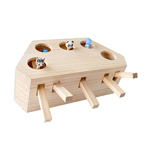 Colcolo Hölzernes Hit-Hamster-Spielzeug, das Wellpappe-Haustier-interaktives Kratzbrett-Kasten-Jagd-Spielzeug-Übungs-Fang-Training spielt, 31x22x10cm von Colcolo