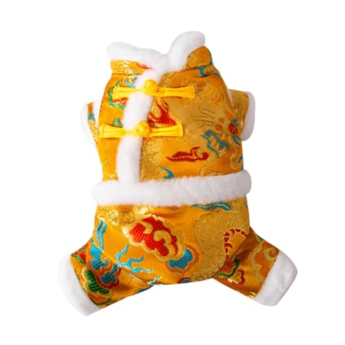 Colcolo Hund Tang-Anzug Winter Haustier Kleidung Weste Haustier Kostüm Warmer Hund Knoten Knöpfe Mantel Neujahr Hundekostüm für Feier Haustier Geschenke, XL von Colcolo