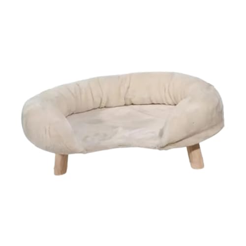 Colcolo Hundesofa, Katzenbett, Hundehocker, modisches Bett mit Holzbeinen, warmes Welpensofa, Plüsch-Haustierbett, Katzencouchbett für kleine Hunde, Kätzchen, Beige von Colcolo