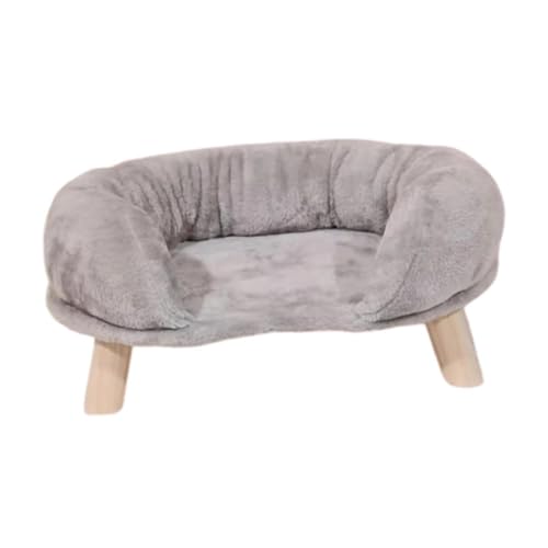 Colcolo Hundesofa, Katzenbett, Hundehocker, modisches Bett mit Holzbeinen, warmes Welpensofa, Plüsch-Haustierbett, Katzencouchbett für kleine Hunde, Kätzchen, Grau von Colcolo