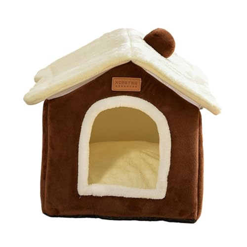 Colcolo Katzenbett, Katzennest, waschbar, zum Schlafen, gemütliche Hundehütte, abnehmbare Hundebetten, halbgeschlossenes Hundekatzennest für Kätzchen, Welpen, Kaffee von Colcolo