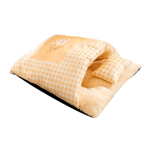 Colcolo Katzenbett, Schlafsack für Haustiere, mit Kissen und Kleiner, mit Welpen gefüllter Matratze, bequemer Sack, Nest, Haustierversteck, L Yellow von Colcolo