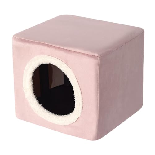 Colcolo Katzenbett für Hauskatzen, Katzenhaus, stabil, tragbarer Katzenversteck, Katzenhocker, Katzenwürfel für Kätzchen, Haustierbedarf, zum Ausruhen von, ROSA von Colcolo