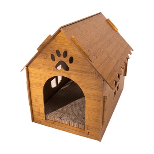 Colcolo Katzenhaus aus Holz, Katzenkratzbrett mit Lüftungsschlitzen, Katzenbett, stabile Höhle für Katzen im Innenbereich, Katzennest zum Ausruhen, Spielen, von Colcolo