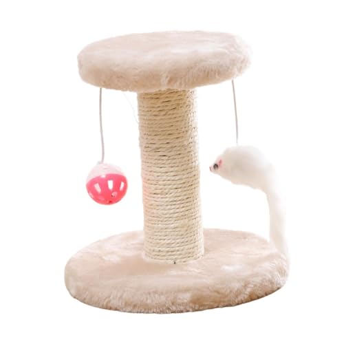 Colcolo Katzenkratzbaum-Turm mit Ballspielzeug Niedlicher Sisal-Kratzbaum Katzenkletterturm für Kätzchen Heimdekoration Kätzchen, Beige von Colcolo