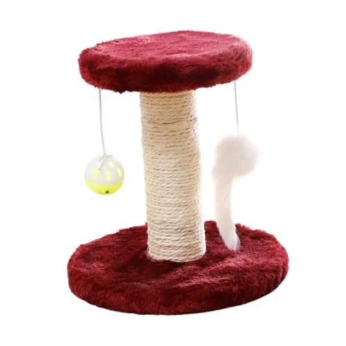 Colcolo Katzenkratzbaum-Turm mit Ballspielzeug Niedlicher Sisal-Kratzbaum Katzenkletterturm für Kätzchen Heimdekoration Kätzchen, Rot von Colcolo