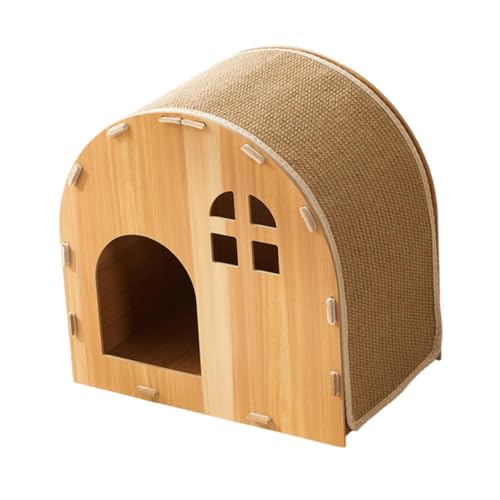 Colcolo Katzenkratzhaus aus Holz, Kratzhaus, Katzenhaus, Katzenkratzbrett, süßes Katzenkratzbrett zum Ausruhen von Kätzchen, Gelbe Sisaldecke von Colcolo