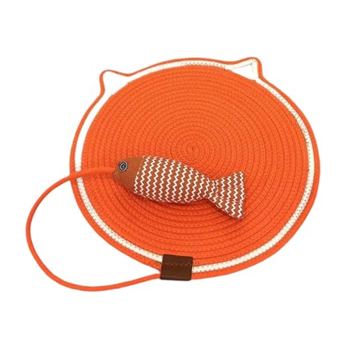 Colcolo Katzenkratzmatte, Katzenboden-Kratzpad mit Fishy Ball, interaktives Katzenkratzpad, horizontal, für Katzen auf dem Boden, Orange, m von Colcolo