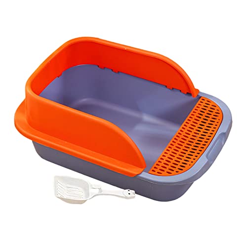 Colcolo Katzentoilette mit Schaufel Abnehmbare hohe Seiten mit Rand Katzentoilette mit Rahmen Katzentoilette Niedriger Einstieg Katzentoilette Katzentoilette, Blau-Orange, Gross von Colcolo