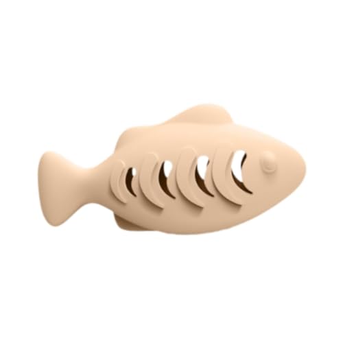 Colcolo Kauspielzeug für Katzen aus mit Fischmotiv, Kickerspielzeug aus lebensmittelechtem, Beige von Colcolo