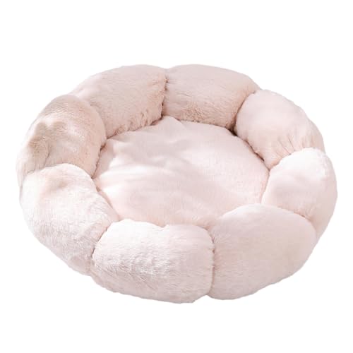 Colcolo Ped-Bett, Katzenbett für drinnen, Katzen, Hunde, Sofakissen, Pomeranian-Blumenform, waschbar, kleines Hundebett, weiches Haustier-Nistbett, Warmweiß 40cm von Colcolo