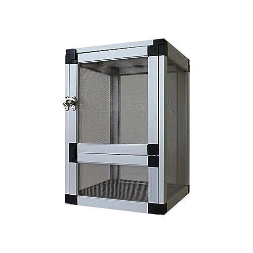 Colcolo Reptiles Habitat Air Screen Cage Container Case Reptilienbecken Tragbare Reptilienkäfig-Zuchtbox für Frösche, Eidechsen, Einsiedlerkrebse, Spinnen, Silber von Colcolo