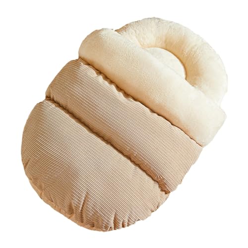 Colcolo Warmes Slipper-Hundebett, halbgeschlossenes Katzennest, Herbst-Winter-Schlummerbett, waschbares Haustier-Höhlenbett, Katzen-Haustierbett für, braun, L von Colcolo