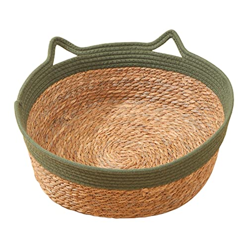 Colcolo Weaving Pet Cat Bed Cat Bed Basket Kitten Household Bed Handmade Kleines Hundebett Haustierbett für Katzen Welpen Haustierzubehör, grün 35cmx13cm von Colcolo