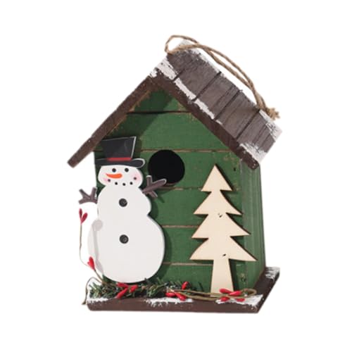 Colcolo Weihnachts-Vogelhaus, Schneemann-Vogelhaus, handbemaltes aus Holz, Kleiner Vogelruheplatz, Vogelzuchtkasten für den Zaun, Hinterhof von Colcolo