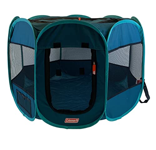 Coleman Faltbarer tragbarer Laufstall für Haustiere, 91,4 x 91,4 x 58,4 cm, Marineblau und Blaugrün von Coleman