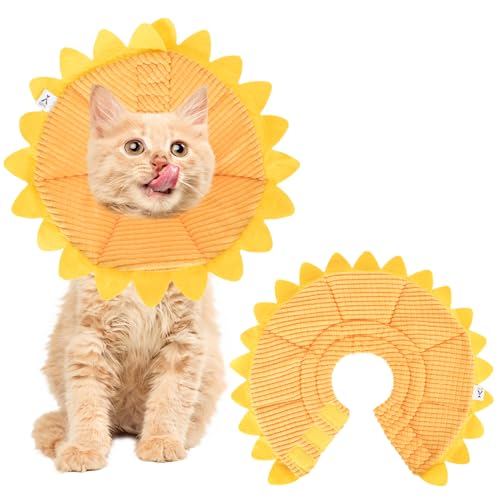 2 Stücke Halskrause Katzen Halsband Einstellbar Halsband Weich Halskragen Weich Sonnenblume Katze Wiederherstellung Halsband Anti-Leck-Halskrause für Katzen (S) von Colexy