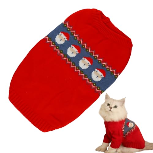 Weihnachten Hundepullover, Winterwarmer Haustierpullover für Kleine Hunde und Katzen, Katzenpullover, Kuscheliger Wintermantel für Kleine Hunde und Große Katzen -Weihnachtliches Design (L) von Colexy