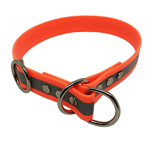 C&L Hundehalsband/Zugstopp aus 25 mm BioThane®- [40 cm] - Neonorange Reflex - OR522RF von Collar & Leash