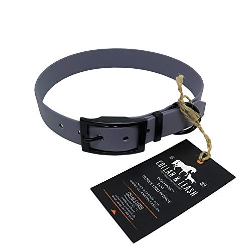 C&L Hundehalsband aus 25 mm BioThane®- [35-43cm] - grau - GY523 - Black Edition von Collar & Leash