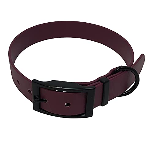 C&L Hundehalsband aus 25 mm BioThane®- [35-43cm] - weinrot - WN521 - Black Edition von Collar & Leash