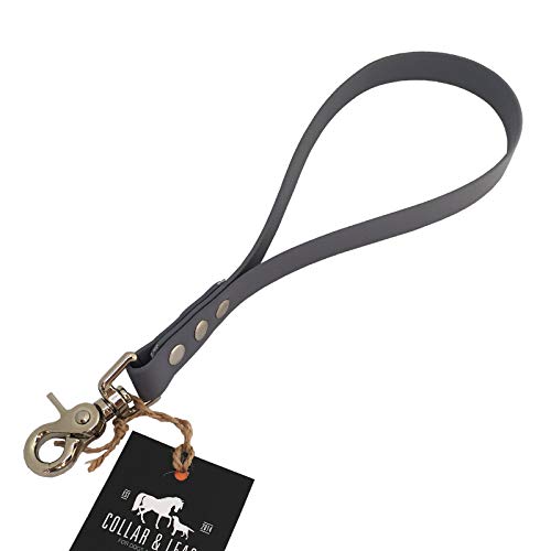 C&L Kurzführer Hundeleine für Mittel - Große Hunde aus 16 mm BioThane® / 25 cm/grau von Collar & Leash