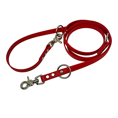 C&L Verstellbare Führleine - 3fach - für Hunde, robust, wetterfest, aus 19 mm BETA BIOTHANE® - 2,00 Meter - rot - RD522 von Collar & Leash