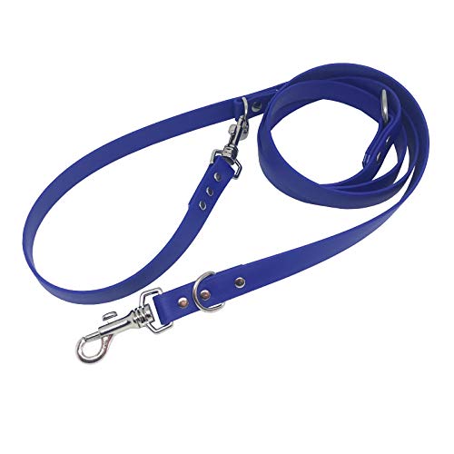 C&L Verstellbare Führleine - 3fach - für Hunde, robust, wetterfest, aus 19 mm BETA BIOTHANE® - 2,25 Meter - blau - BU522 von Collar & Leash