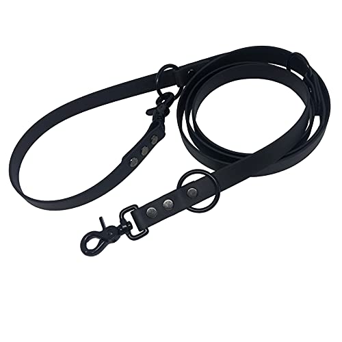 C&L Verstellbare Führleine - 3fach - für Hunde, robust, wetterfest, aus 19 mm BETA BIOTHANE® - 2,25 Meter - schwarz - BL520 - Black Edition - Combat Version von Collar & Leash