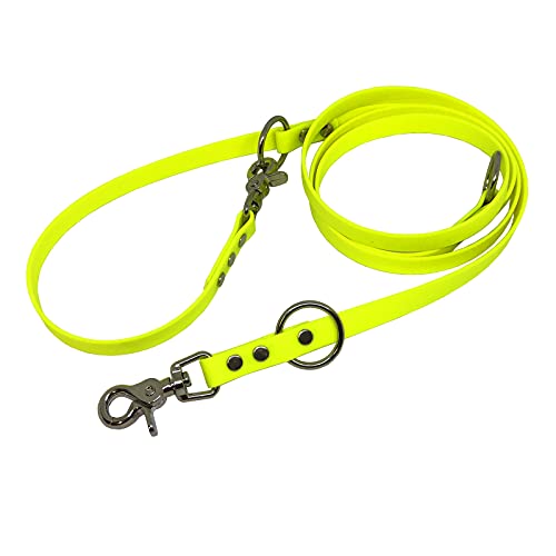 C&L Verstellbare Führleine - 3fach - für Hunde, robust, wetterfest, aus 19 mm BETA BIOTHANE® - 3,50 Meter - neon gelb - YE527 von Collar & Leash