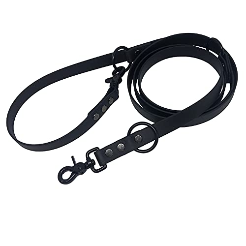 C&L Verstellbare Führleine - 3fach - für Hunde, robust, wetterfest, aus 19 mm BETA BIOTHANE® - 3,50 Meter - schwarz - BL520 - Black Edition - Combat Version von Collar & Leash