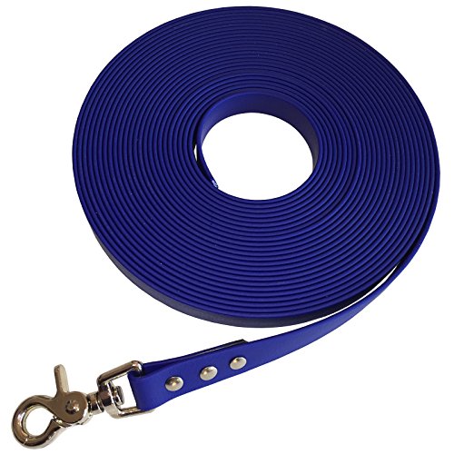 Schleppleine Trainingsleine für Hunde, robust, wetterfest, aus Flacher BIOTHANE® - BETA 16 mm - [1 m] - blau - BU522 von Collar & Leash