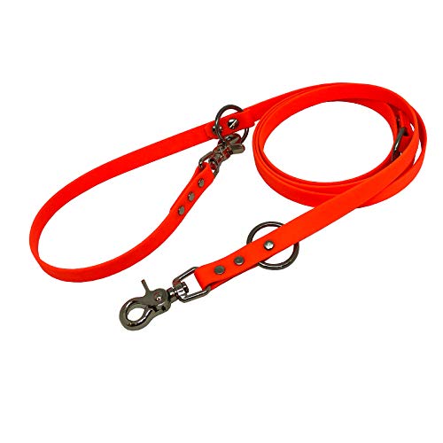 Collar & Leash C&L 3-Fach verstellbare Führleine in 16 mm BETA BIOTHANE® - 2,00 Meter - neon orange - OR522 von Collar & Leash